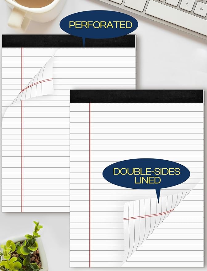 24 Pack Legal Pads 8.5 x 11 White Note Pads 8.5 x 11 Notepads 8.5 x 11 Wide Ruled White Writing Pads of Paper 8.5 x 11 Legal Notepads 8.5 x 11 White Lined Paper Pads 30 Sheets Per Legal Note Pads