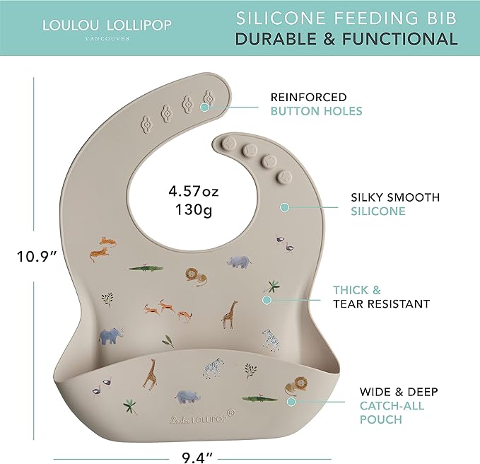Loulou Lollipop Soft, Waterproof Silicone Feeding Bib for Babies and Toddlers