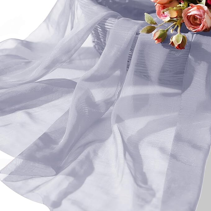 Sheer Fabric 60" x 1 Yards (3 ft) Organza Fabric by The Yard for DIY Wedding Decorations Craft Projects Party Backdrops Bows (Gray)