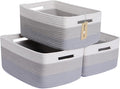 Large Storage Baskets for Shelves, Closet Organizers Bins for Clothes Blanket Towels, Baby Nursery, Toy Baskets Box, Woven Rope Baskets, 17 x 13 x 7.5”, 3 Packs Gradient Grey