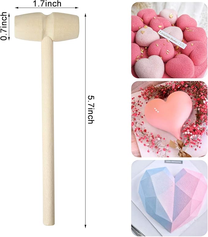 50 Pcs Mini Wooden Hammers for Chocolate, Small Wood Toy Mallets for Kids