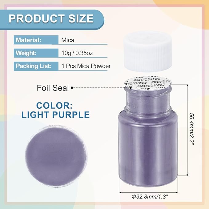 uxcell 10g/0.35oz Cosmetic Grade Mica Powder, 600 Mesh Mica Powder Natural Resin Epoxy Pigment Powders for Casting Resin, Candle Dye, DIY Nail Polish and Lip Gloss, Light Purple