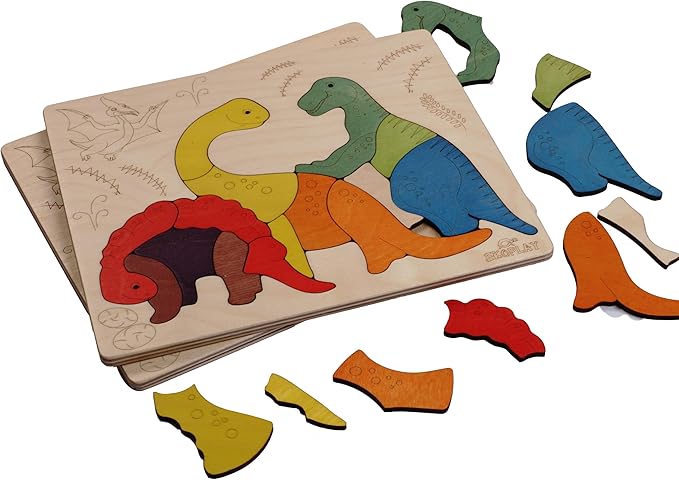 Jurassic Wooden Puzzle | 15 Pieces Jigsaw Puzzle | Dinosaurs for Kids 3 Years and Above