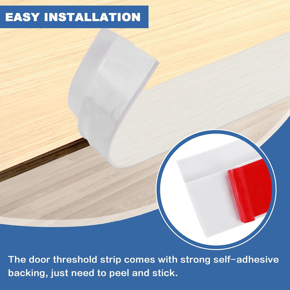 Vinyl Door Threshold Flooring Transition Strip Self Adhesive Carpet Edging Strip for Laminate Doorway Edge Threshold from 1/5" to 2/5" (Beige Wood Grain, 6.6 Ft)