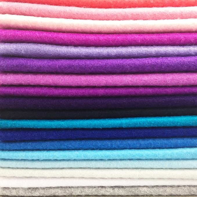 flic-flac 42pcs1.4mm Thick Soft Felt Fabric Sheet Assorted Color Felt Pack DIY Craft Sewing Squares Nonwoven Patchwork (10cm * 10cm)
