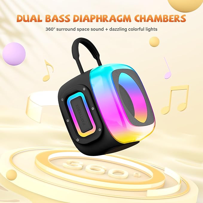 Mini Karaoke Machine for Kids Adults: Portable Bluetooth Speaker with 2 Wireless Microphones and Light - Singing Karaoke Gift for Girls Boys Ages 4-12+ Years Old Birthday Family Home Party