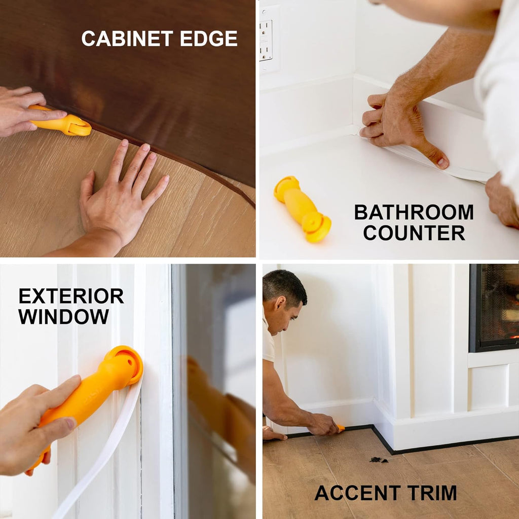 InstaTrim The Original Flexible Trim - 50ft Dark Brown 3/4" Wide Caulk Tape - Adhesive Trim with Many Uses Including Caulking for Bathtubs, Sinks, Counters, Tile, Floors - Made in USA