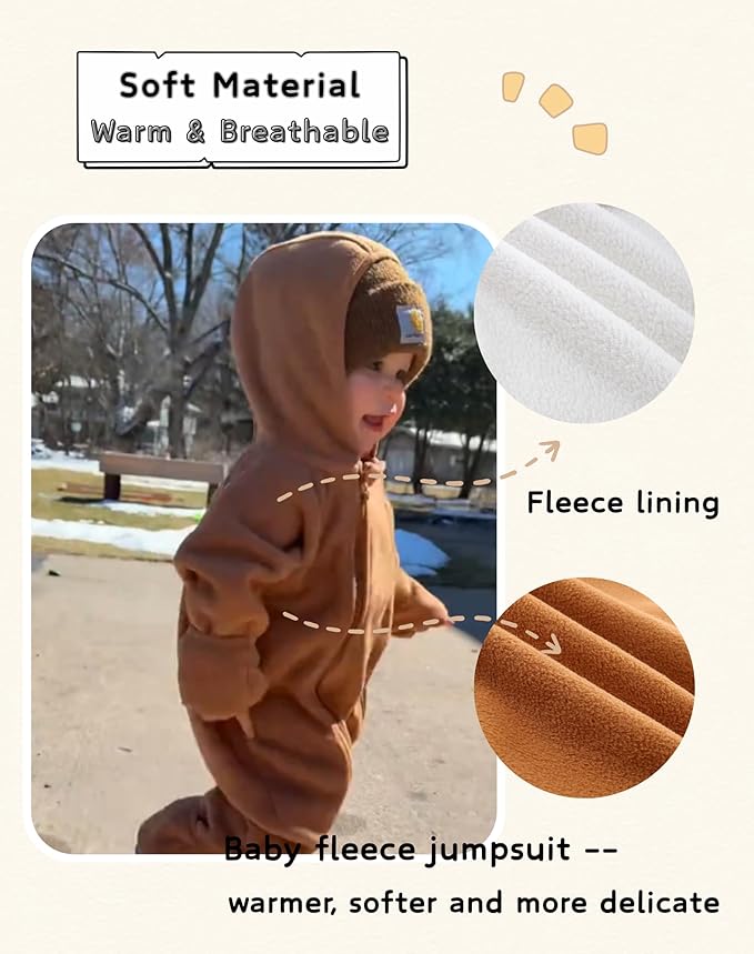 Newborn Baby Fleece Jumpsuit Girls Boys Winter Hooded Coverall Romper Cute Baby Snowsuit Clothes