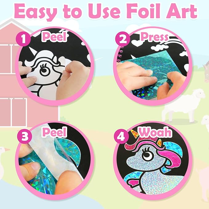 FUNNYB&G Foil Art Craft Activity for Kids - Halloween Crafts Gift Party Favors for Kids Fun Art Supplies Creative Birthday Gift Travel Toys for Girls Boys 4 5 6 7 8 9 Years Old(Princess)