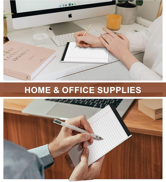 Note Pads 5x8 Small Legal Pads White Notepad, 6 Pack, Narrow Ruled Notepads, Micro Perforated Legal Writing Pads Memo Pad, 30 Sheet/Note Pad, Notebook Paper Tablet for School, Lined Legal Pad 5x8''