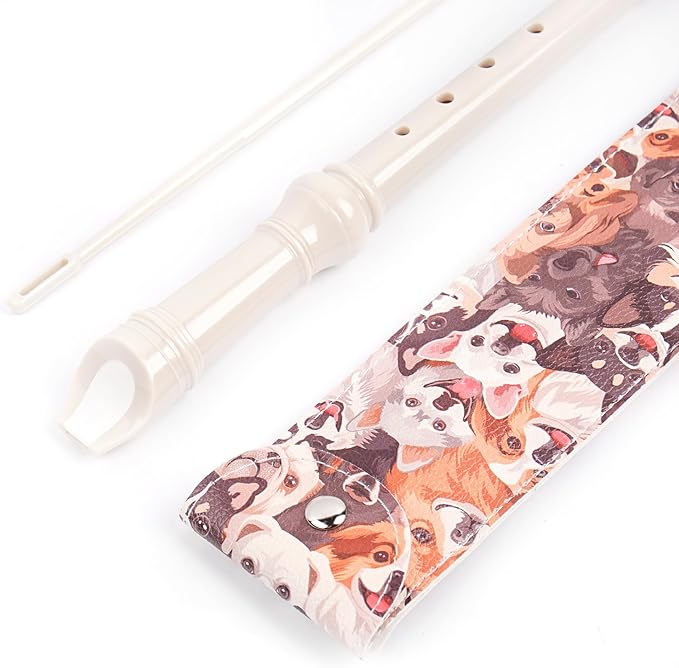 Recorder Instrument for Beginner Kids Adults,8-Hole Soprano Descant Recorder Music Flute with with Cleaning Rod & Leather Case For School Student Home Entertainment(2-Dense Dog)
