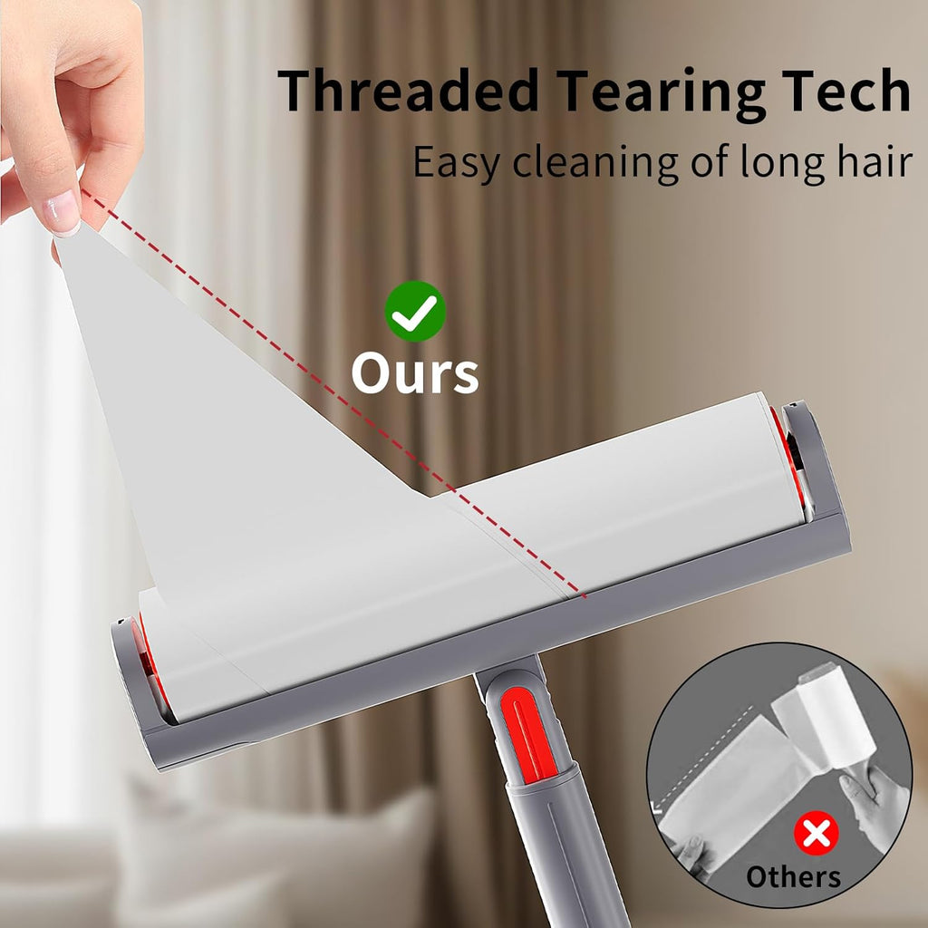 Large Lint Roller Refill 320 Sheets(4 Pack) Value Set, Extra Sticky, Easy Tear for Lint Remover, 9.45 in Pet Mega Extreme Stick Refill for Floor Roller Cleaning for Pet Hair