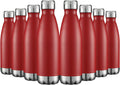HASLE OUTFITTERS 17oz Stainless Steel Water Bottles Bulk, Vacuum Insulated Water Bottles Double Walled Powder Coated Reusable Metal Sports Water Bottles Keep Drinks Hot and Cold, Red, 8Packs