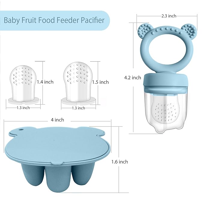 Baby Food Feeder Pacifier with Breast Milk Popsicle Teether-Silicone Forage Feeder for Babies-Breastmilk Storage Container and Freezer Tray-Teething Popsicle Molds for Soothing Relief