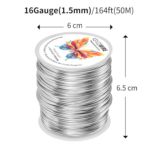 16 Gauge(1.5mm) Aluminum Wire 164 Feet(50M) KSVZS Bendable Metal Wire for Crafts, Sculpting, Armature, Jewelry Making【3-in-1】+18Gauge(1.0mm) 32.8Ft(10M)+1 Pliers(Silver)…