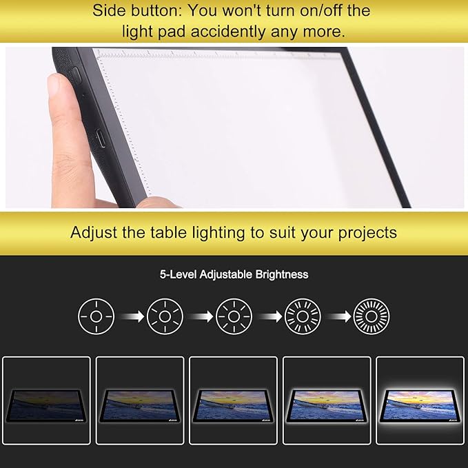 LED Light Pad, ELICE A4 Wireless Battery Powered Light Pad Artcraft Tracing Pad Light Box Dimmable Brightness Rechargeable Light Board with Bag for Artists Drawing Sketching Animation X-ray Viewing