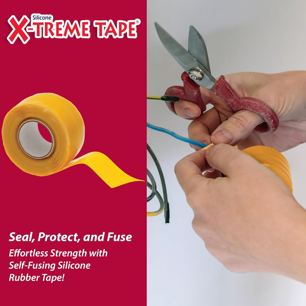 X-Treme Tape MOCAP Heavy Duty Electrical Tape, Self-Fusing Silicone Rubber, Waterproof & Insulating Flexible Tape, Electrical for Hose, Automotive, Outdoor & Repairs - 1" x 10ft Roll - Yellow