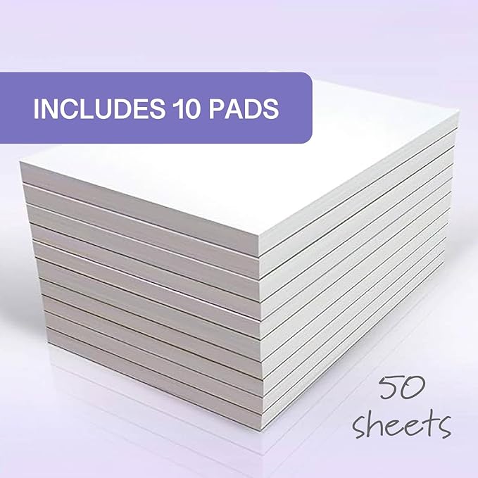 NextDayLabels Note Pads - 10 Pack of 50 Sheet Pads (3 x 5 Inches, White, Minimalist Style)