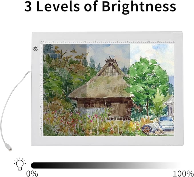 YINGWOND B4 Artist Tracing Light Box Board with Internal Cord, 14.2 * 10.6 in, 3 Levels of Brightness, Ultra-Thin 8000LUX Light Pad for Diamond Painting Weeding Vinyl