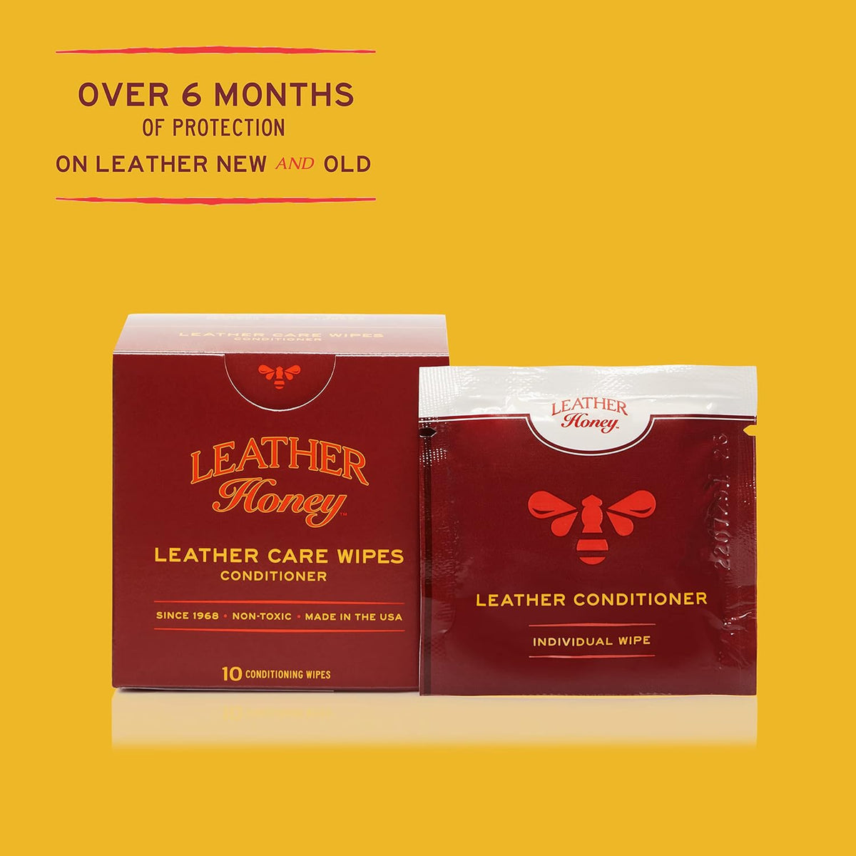 Leather Honey Conditioner Wipes: Restore Leather On-The-Go. Protect & Condition Any Color of Leather Couches, Car Seats, Purses, Shoes, Bags & Tack. Made in the USA! 10 Non-Toxic, Ready-to-Use Wipes
