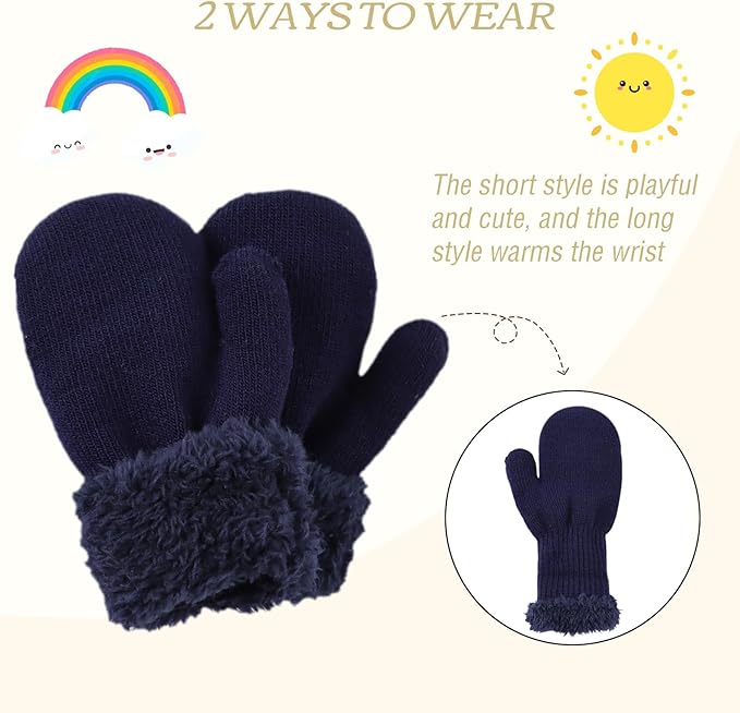 PESAAT Baby Girl Mittens Fleece Toddler Boy Mittens Warm Kids Winter Gloves Unisex Cold Weather Baby Gloves