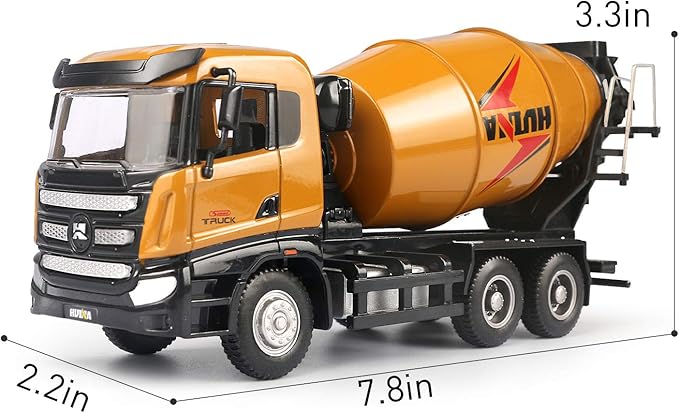 duturpo 1/50 Scale Metal Diecast Cement Mixer Toy Truck, Metal Construction Vehicles Trucks Model Toy for Boys Kids