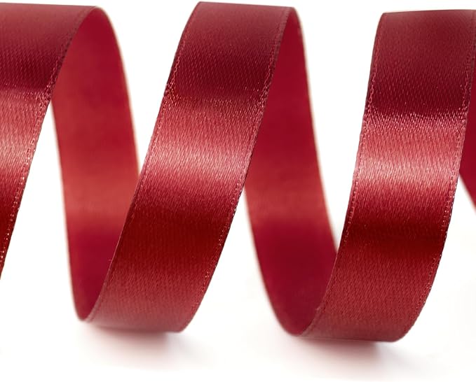 5/8" x 25 Yards Satin Ribbon, Scarlet Silk Ribbon Ideal for Gift Wrapping, Floral Bouquets, Crafts, Wedding Party Decorations, Christmas and Sewing Projects