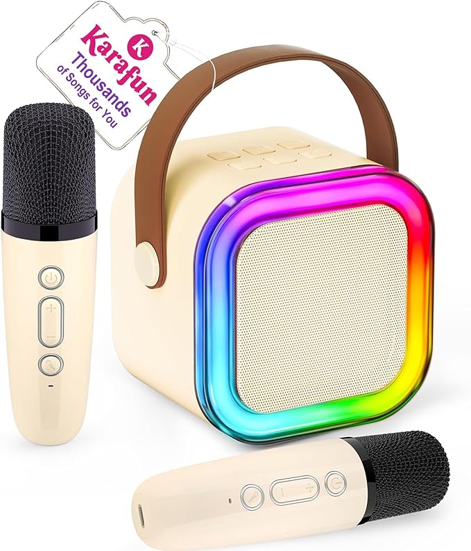 IROO Mini Karaoke Machine for Kids, 2025 TOP Toys Birthday Gifts Ideas for Girls Ages 4, 5, 6, 7, 8, 9, 10, 12+ Years Old, Portable MP3 Player with 2 Wireless Mics for Party
