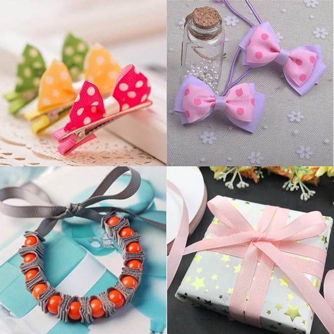 96 Yard Grosgrain Ribbon Set, 3/8" X 4 Yard/Roll, 24 Colors Fabric Ribbons Roll Perfect for Wedding, Gift Wrapping, Bow Making & Other Projects