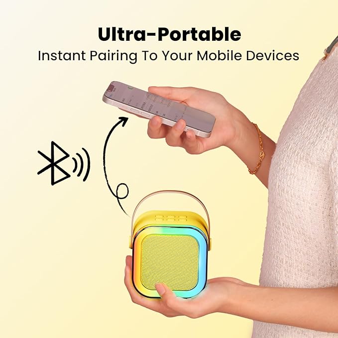 IROO Mini Karaoke Machine for Kids, 2025 TOP Toys Birthday Gifts Ideas for Girls Ages 4, 5, 6, 7, 8, 9, 10, 12+ Years Old, Portable MP3 Player with 2 Wireless Mics for Party