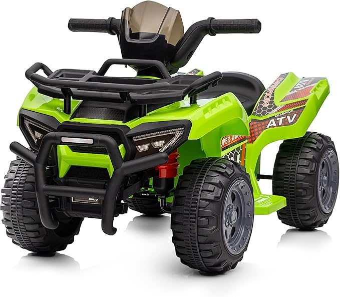 Kids ATV 4 Wheeler, 6V Ride-On Toy for Toddlers Boys & Girls with Music, Forward & Reverse - Green