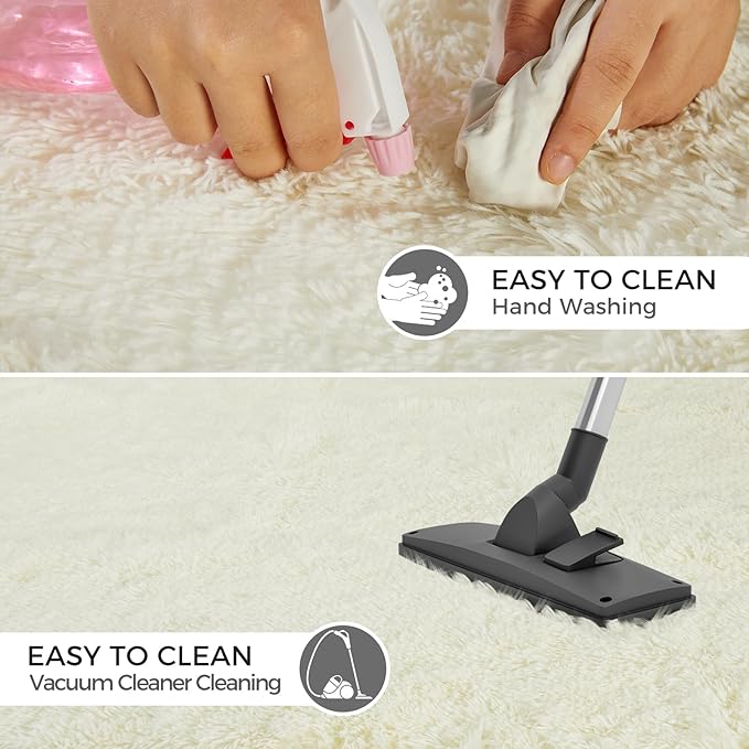 5X8 Ultra Soft Rug for Living Room, Fluffy Shag Area Rug for Bedroom, Modern Shaggy Carpets Fuzzy Rug for Teens Dorm Nursery Home Decor Aesthetic, Upgrade Anti-Skid Durable, Cream White