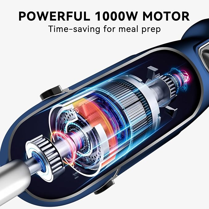 Immersion Blender Handheld 5 in 1 Hand Blender, 1000W Hand Mixer Stick, BPA-Free 12 Speed Handheld Blender 304 Stainless, Beaker, Chopper, Whisk and Milk Frother, Soup, Smoothies, Baby Food, Sauce