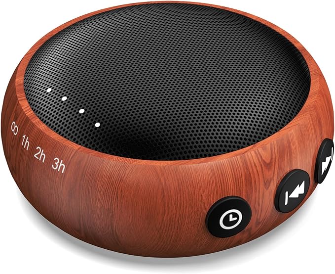 SoundMe Small Sound Machine Brown Noise Machine 30 Soothing Natural Sounds Rain Fan Pink White Noise Machine for Baby Kids Adults with 36 Volume Control Powered by AC or USB Sleep Timer Wood Grain
