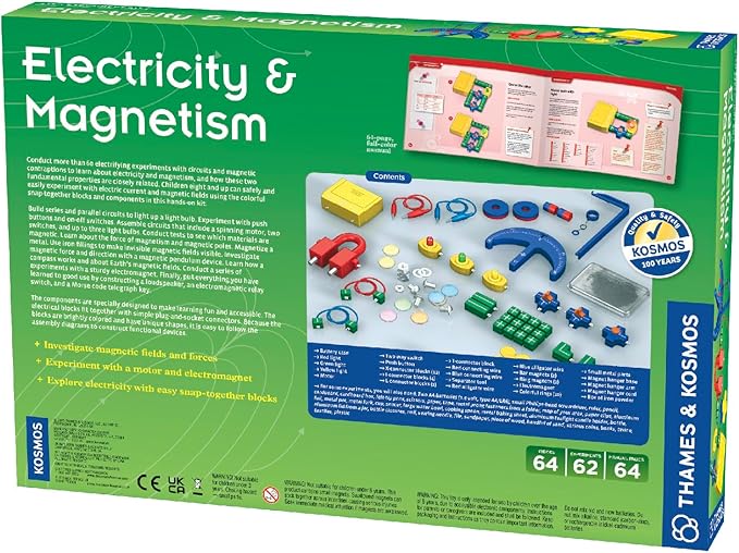 Thames & Kosmos Electricity & Magnetism Science Kit | 62 Safe Experiments Investigating Magnetic Fields & Forces for Ages 8+ | Assemble Electric Circuits with Easy Snap-Together Blocks
