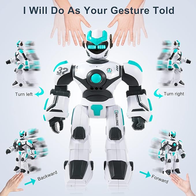 RC Robot Toy for Kids Remote Control Robot Toy, Smart Gesture Sensing Rechargeable & Programmable Robot Walking Dancing Singing Chirstmas Gift for 3-15 Years Old Boys Girls