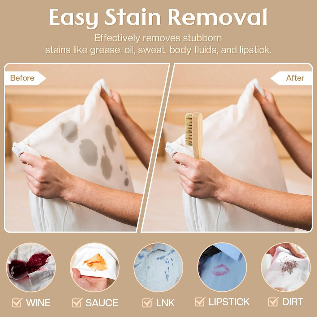 3 Pcs Wood Laundry Stain Brush Stain Remover Brushes with Boar Bristle Small Stain Brush for Clothes for Scrubbing Stains from Furniture Fabric Leather(3 Pcs D)