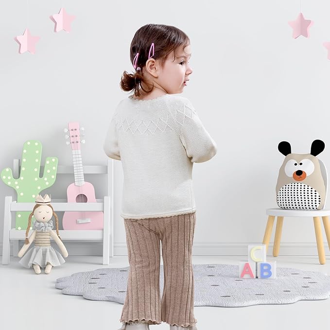 Neutocd Baby Girl Flare Pants Toddler Bell Bottoms Leggings Infant Stretchy Soft Trousers Solid Elastic Waist Pants