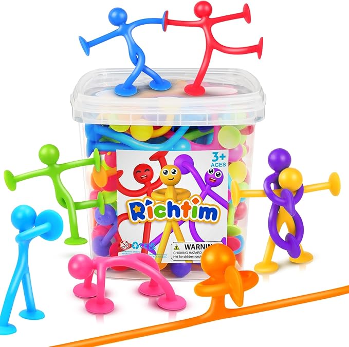 Suction Cup Fidget Sensory Toys: 48 Pack Suction Cup People Toys Fidget Toy for Autism Autistic ADHD Kids Ages 3+, Creative Travel Toy Idea for Boys Girls