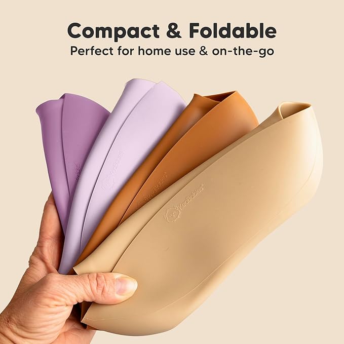 KeaBabies 2-Pack Silicone Baby Bibs for Eating - Sturdy Food-Grade Silicone Bibs for Babies Girl, Boy, Large Food Catcher, Clean & Put On Easily, Waterproof Toddler Feeding Essentials (Amethyst)