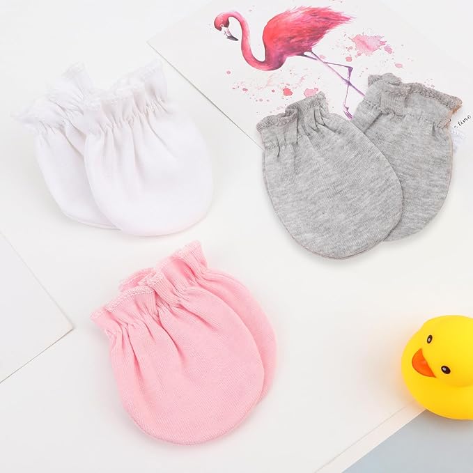 BQUBO Newborn Infant Toddler Mittens No Scratch Cotton Elastic Wrist Gloves Hypoallergenic for 0-6 Months Baby Boys Girls