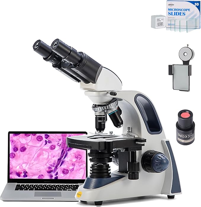 SWIFT SW380B Compound Binocular Microscope 40X-2500X, with 5MP USB Camera,Microscope Lens Adapter and 100 PCS Slide Kit