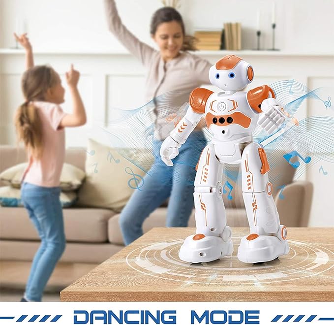 KingsDragon RC Robot Toys for Kids, Gesture & Sensing Programmable Remote Control Smart Robot for Age 3 4 5 6 7 8 Year Old Boys Girls Birthday Gift Present,Orange