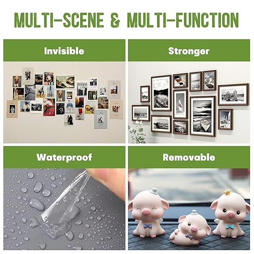 Sticky Tack, 200PCS Double Sided Tape Dots for Wall- 0.4" Removable Clear Sticky Putty, Adhesive Poster Sticky Dot for Home & Party Decoration & Crafts Use