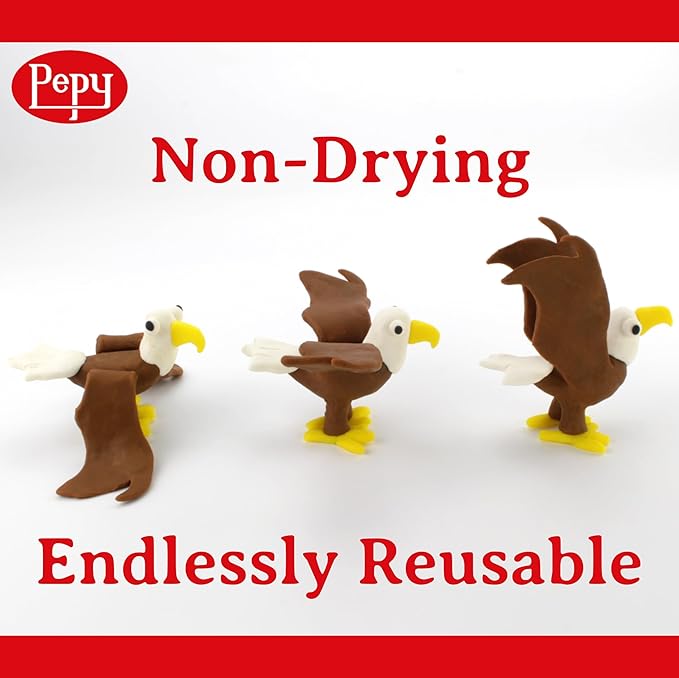 Pepy Plastilina Reusable and Non-Drying Modeling Clay; Set of 24 Bars, 1.4 Ounce Each, Perfect for Arts and Crafts Projects, White