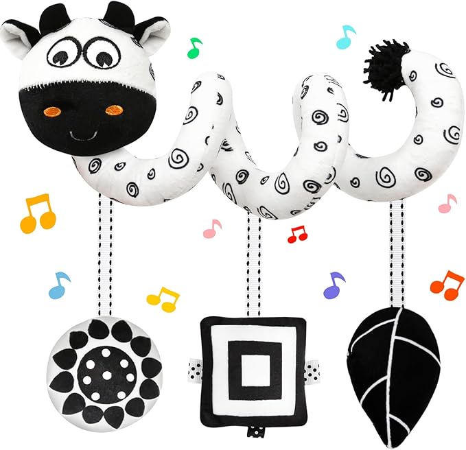 Black and White High Contrast Baby Toys - Sensory Infant Hanging Carseat & Stroller Toy for Newborns 0-6,6-12Months Perfect Easter Birthday & Baby Shower for Babies Boys Girls