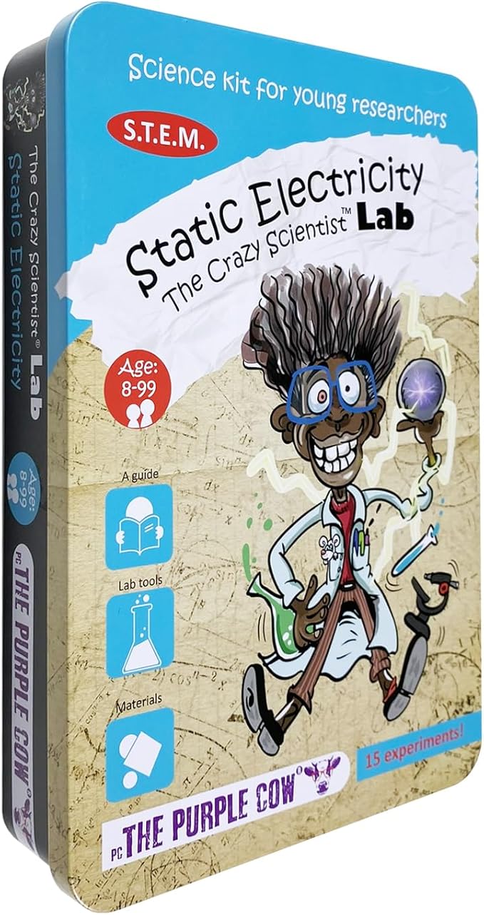 The Purple Cow Crazy Scientist Static Electricity - Science Kits for Young Researchers. for Learning & Education - STEM Educational Games for Kids, Boys & Girls, with Instructions