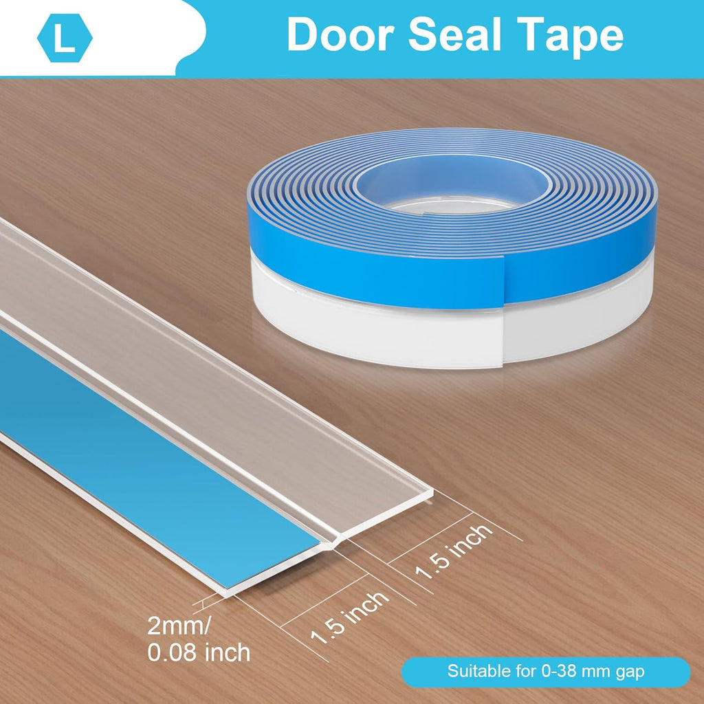 Weather Stripping Door Seal, Silicone Strip for Frame and Gaps Draft Stopper,Glass Shower Door Sweep, Clear, 20 Feet x 3 Inch