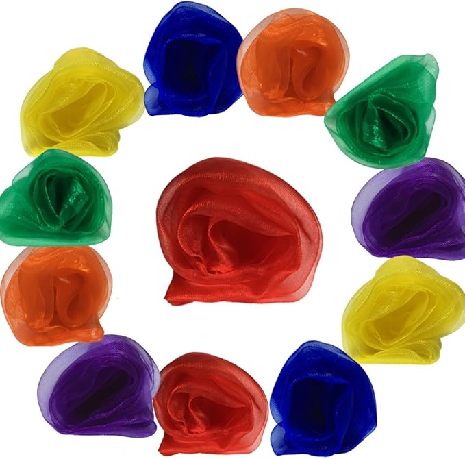 AIVIAI Dance Scarves Music Scarves for Children Movement and Juggling 12pcs