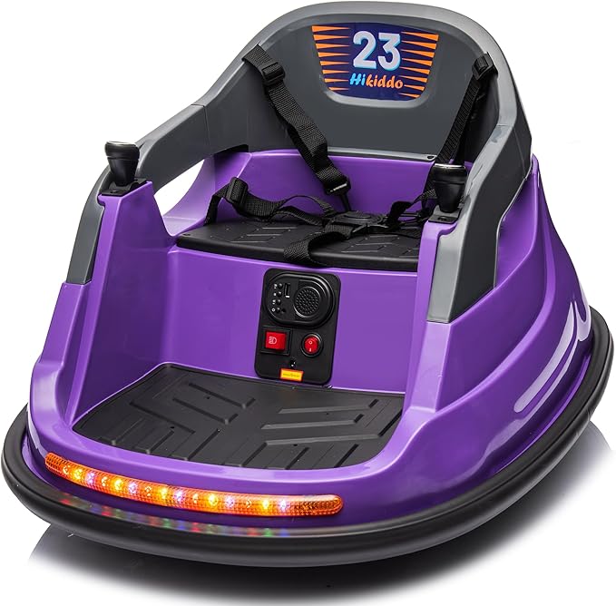 12V Kids Electric Bumper Car, Baby Bumper Car for Toddlers w/Remote Control, 360° Spinning - Purple